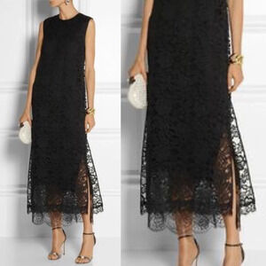 Adam Lippes Layered Lace Long Dress Black Designer Women’s 6